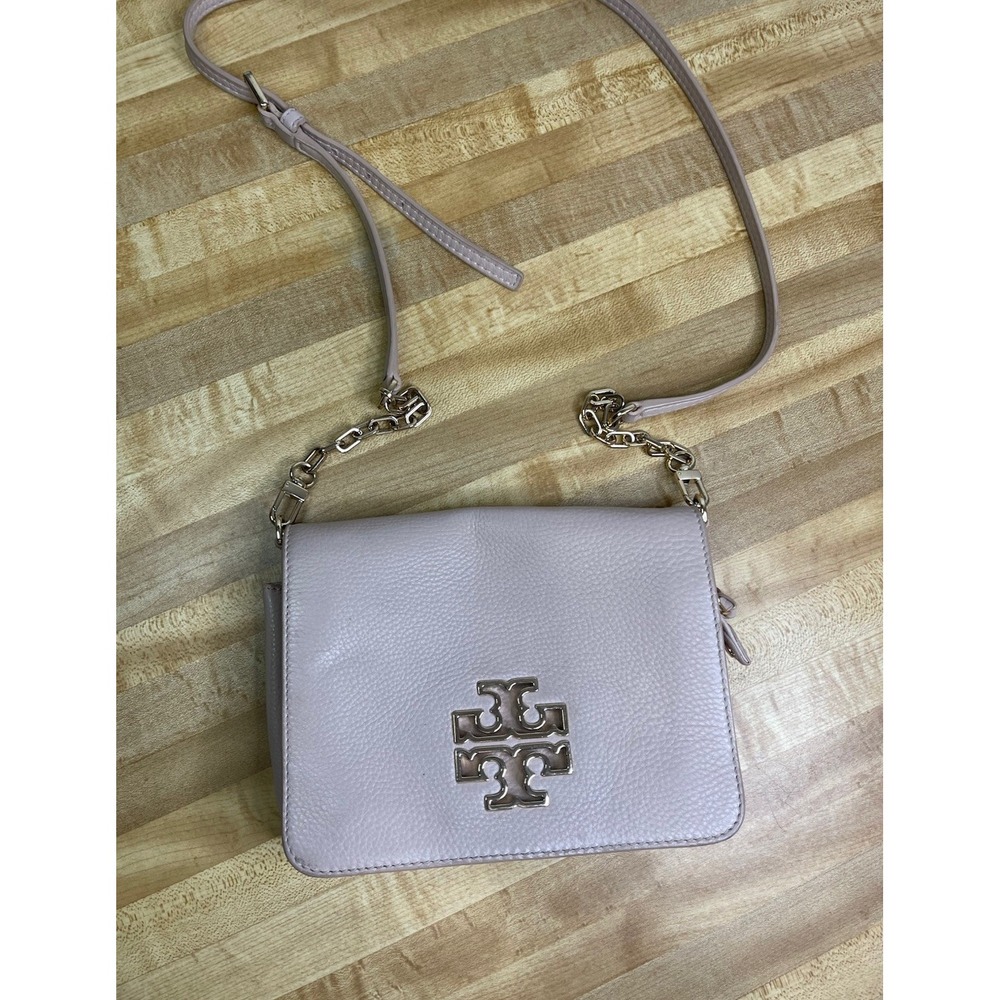 Tory Burch Britten Leather Combo Crossbody Handbag Pink Britain Britton Chain C